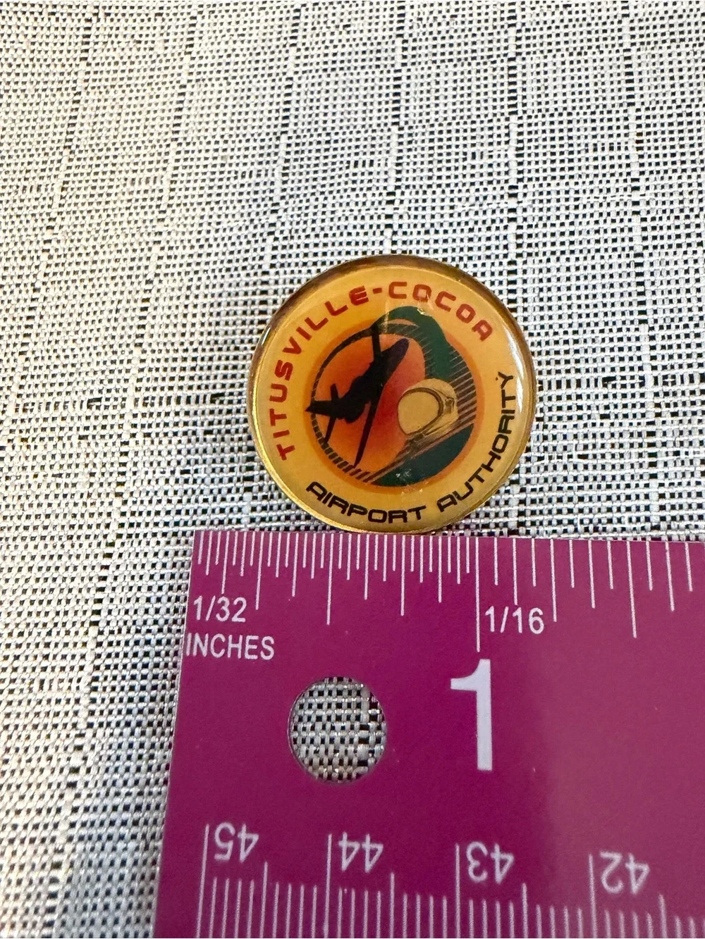 Titusville-Cocoa Airport Authority Vintage Pin - Orange & Yellow